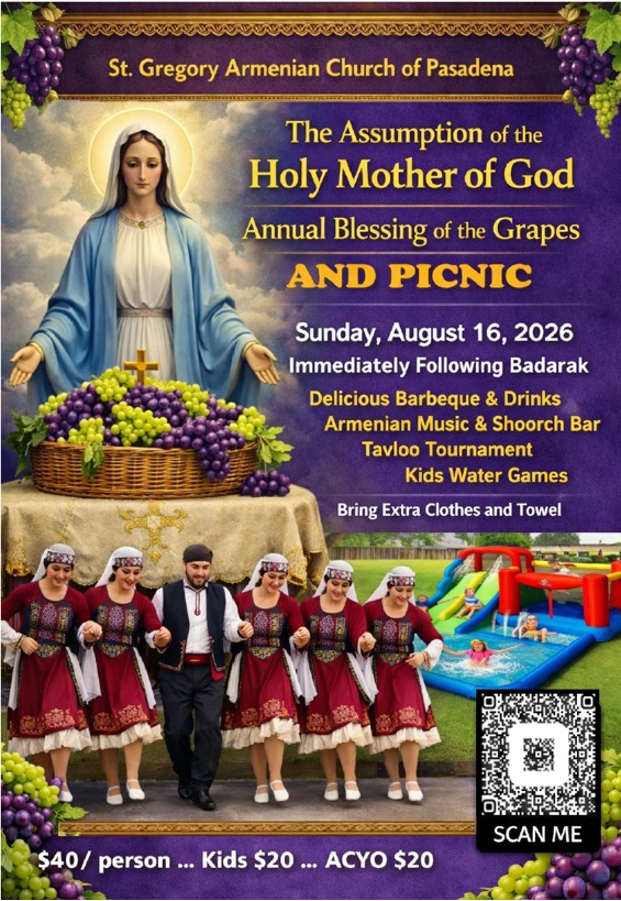 St. Gregory Pasadena - Feast of the Assumption of the Holy Mother of God - Annual Blessing of the Grapes and Picnic