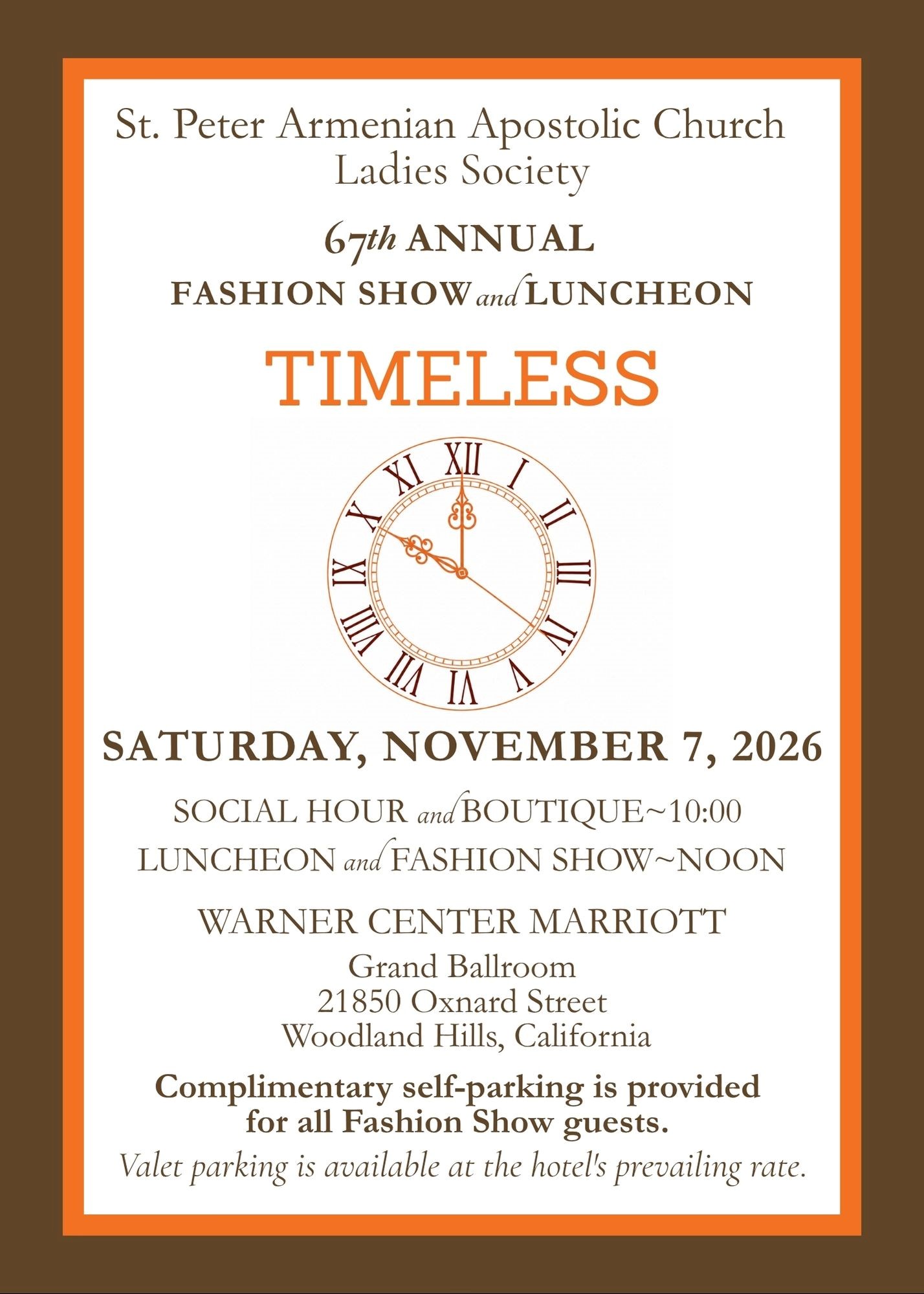 St. Peter Armenian Church of Van Nuys Presents: 67th Annual Fashion Show and Luncheon