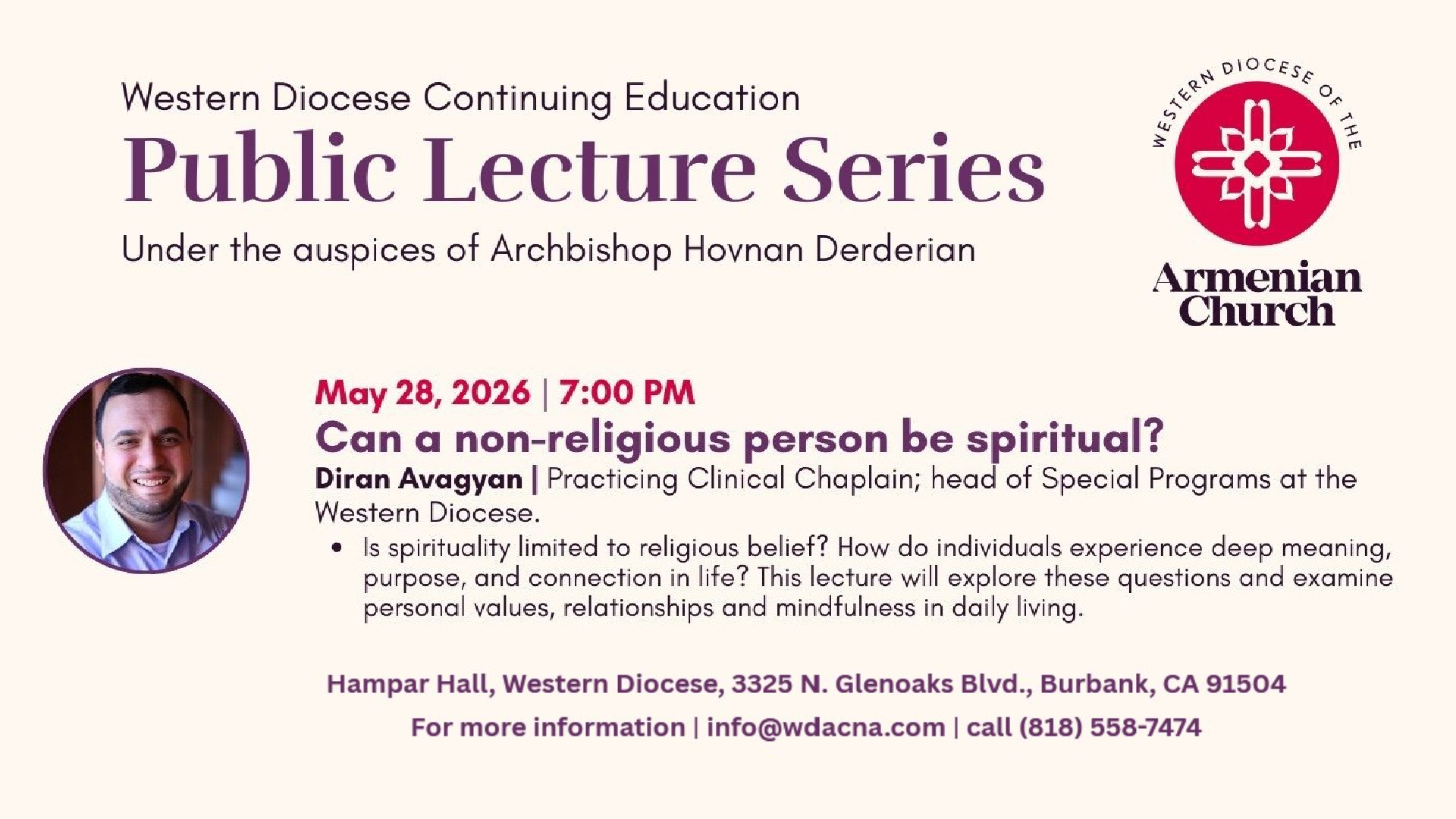 Lecture to Explore Timely and Thought-Provoking Question - Can a non-religious person be spiritual? 