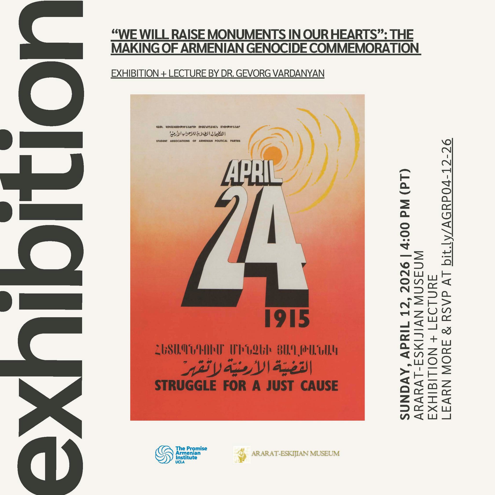 ARARAT-ESKIJIAN MUSEUM AND AGRP HOST EXHIBITION AND LECTURE ON THE VISUAL CULTURE OF ARMENIAN GENOCIDE COMMEMORATION