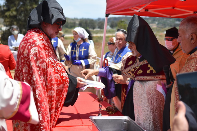 San Diego Armenian Community Celebrates  Blessing of New Sanctuary Foundation - His Eminence Archbishop Hovnan Derderian Officiates Blessing of Church Foundation