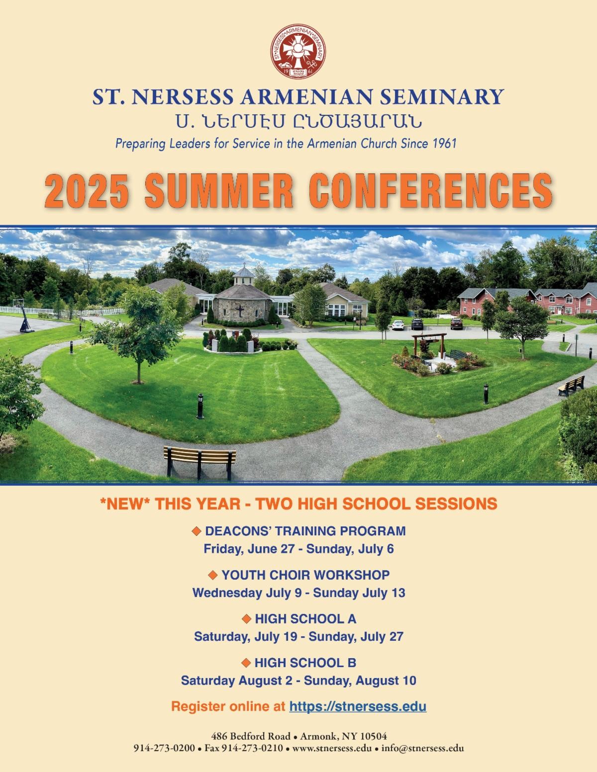 St. Nersess Armenian Theological Seminary Announces Summer Conferences